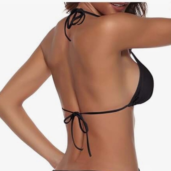 NWT- 🌴 black string bikini with full coverage high waist bottom size medium - Picture 4 of 5